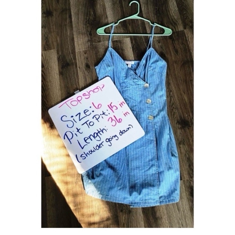 TOPSHOP Chambray Striped Mini Dress - Picture 8 of 9